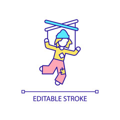Psychological violence against homeless person RGB color icon. Manipulative behavior. Mental illness. Isolated vector illustration. Simple filled line drawing. Editable stroke. Arial font used