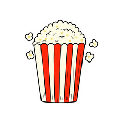 Popcorn vector illustration in hand-drawn style isolated on white background