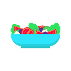 Bowl of salad vector illustration isolated on white background. Salad icon in flat style