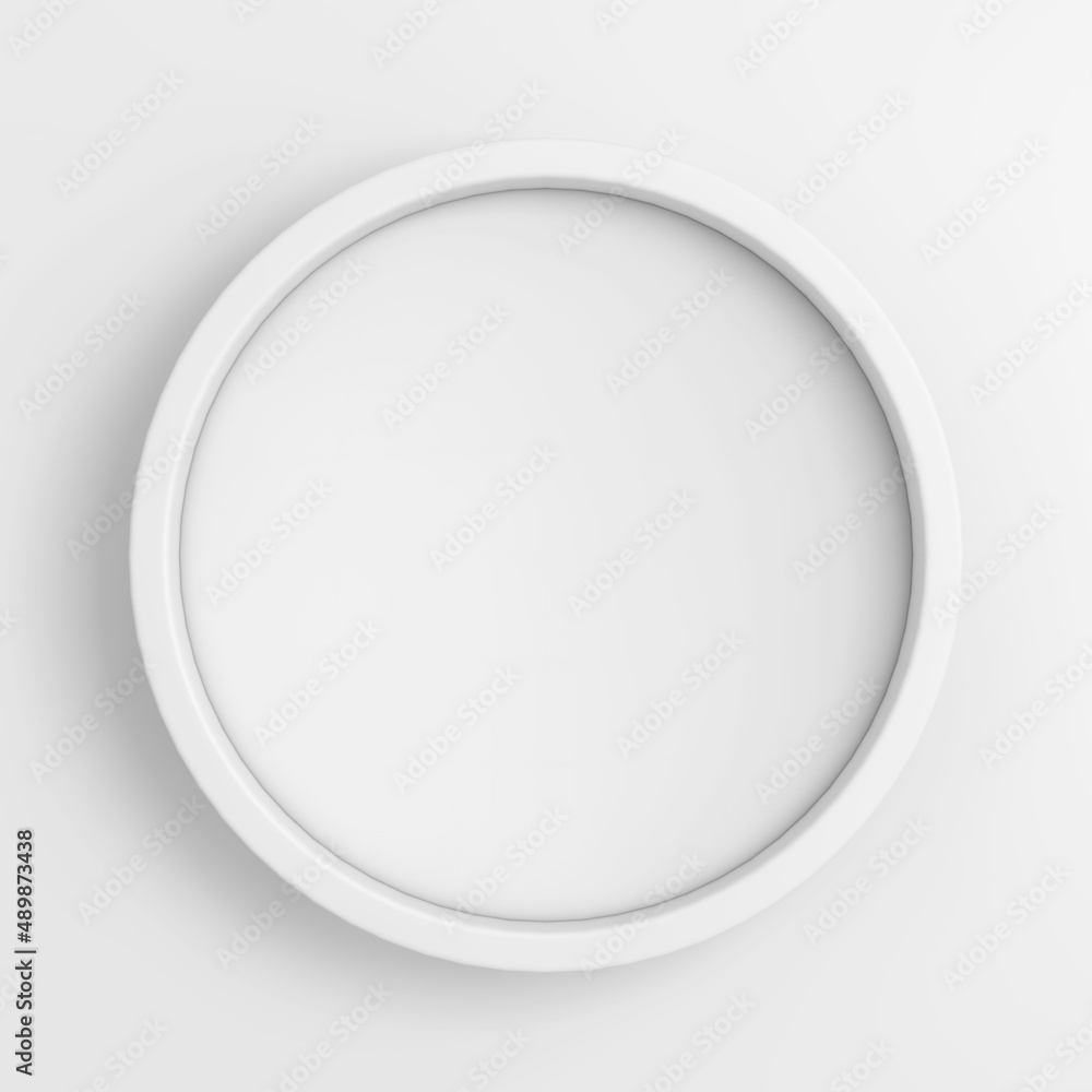 Leinwandbilder white blank circle badge button mockup template with shadow. 3d rendering