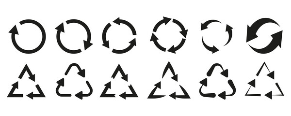 Original black round arrow icon. . Set of vector turn arrows. Vector illustration.