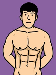 Fototapeta premium cute man cartoon on purple background