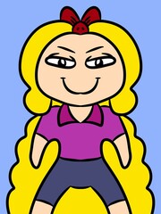 cute woman cartoon on blue background