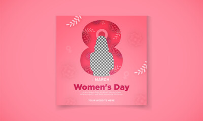 women's day template for social media with colorful flowers vector