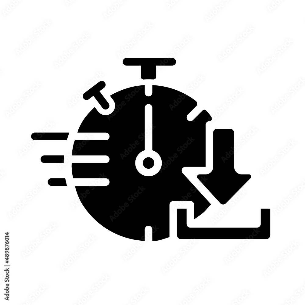 Poster quick download black glyph icon. data transferring. digital files receiving from remote system. dyna