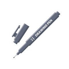 Drawing Pen Without Cap Flat Illustration. Clean Icon Design Element on Isolated White Background