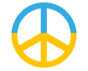 Ukraine flag in peace symbol, flat vector illustration