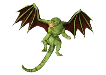 3D Rendering Fairy Tale Dragon on White