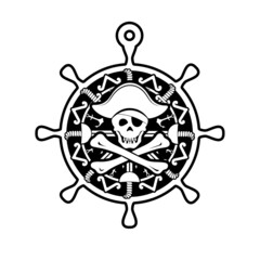 Old pirate medallion vector illustration