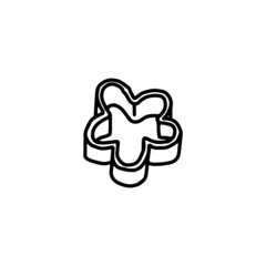 Obraz premium Cookie mold in flower shape black line doodle vector illustration isolated.