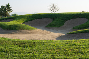 Golf course sand bunker background for the summer tournament