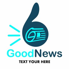 Good news vector logo template. This design use hand, speaker and news paper symbol. Suitable for information business.