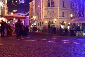 Night city, happening, holidays. Ljubljana. Slovenia.