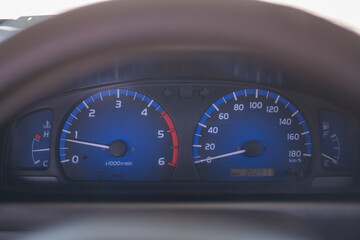 Close-up of the dashboard of a parked car
