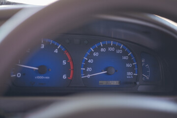 Close-up of the dashboard of a parked car