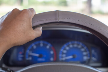 Close-up of the dashboard of a parked car