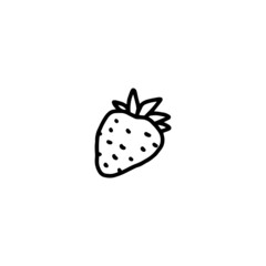 Strawberry single berry icon hand drawn doodle vector illustration isolated.