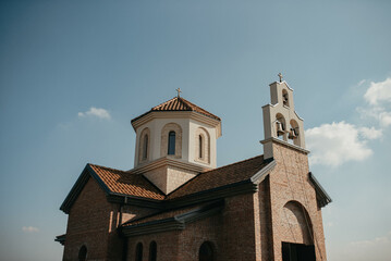 Ortodox church with Christian cross. Old orthodox church.