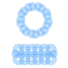 Blue lace set, Rounded ornamental lace and ribbon