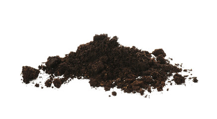 Pile of soil on white background. Fertile ground