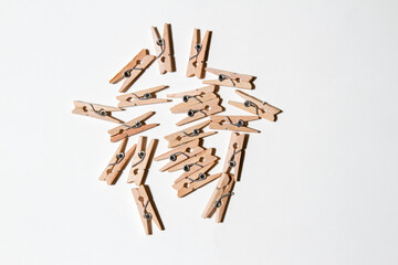clothes pins on white background