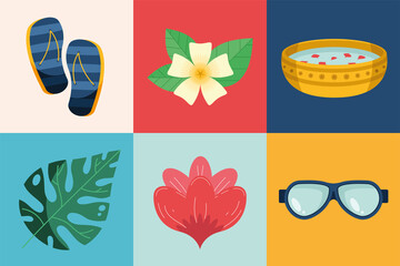 six songkran festival icons