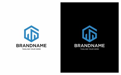 Hexagonal G building logo design vector template. on a black and white background.