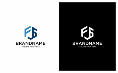illustration hexagon FG logo template letter vector template. on a black and white background.