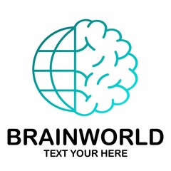 Brain world vector logo template. This design use think idea symbol. Suitable for education or business.