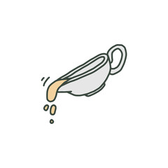 Gravy boat or sauce boat icon hand drawn doodle vector illustration isolated.