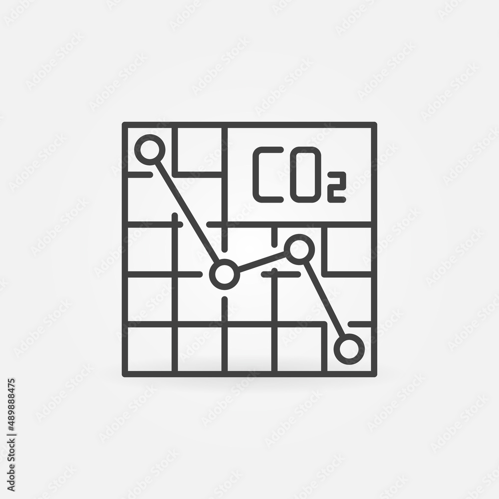 Poster table with co2 line chart vector outline minimal icon