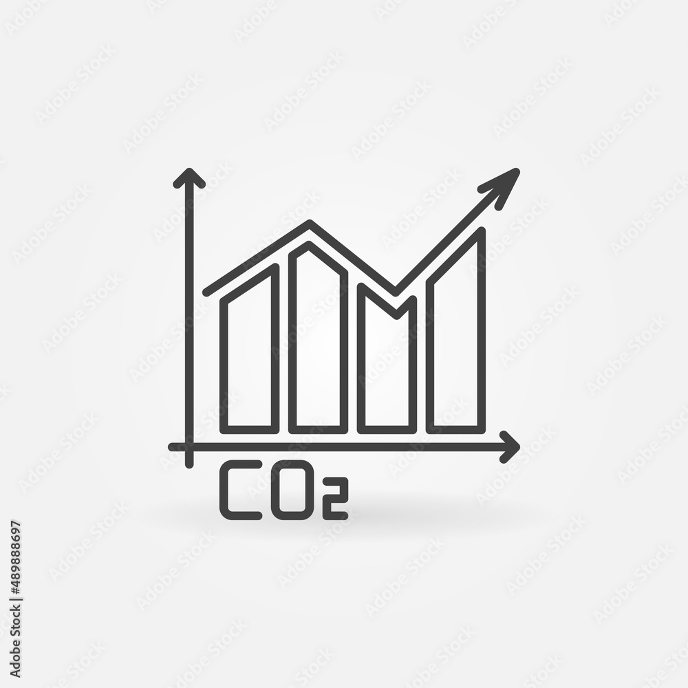 Poster co2 graph bar chart with arrow vector thin line icon