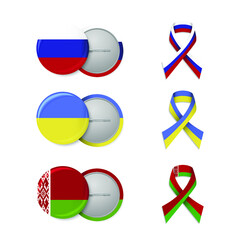 Stationery elements collection with the flag Ukraine, Russia, Belarus. Icons. 