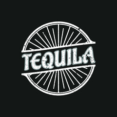 Vintage tequila banner design on the chalkboard. Poster alcohol, vector illustration - obrazy, fototapety, plakaty