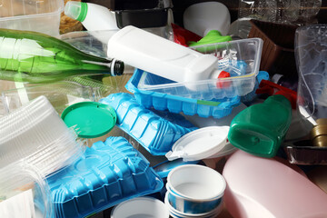 Various daily household plastic garbage