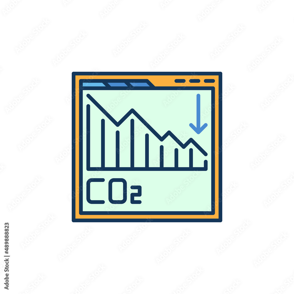 Poster web page with co2 graph vector concept colored icon