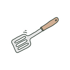 Kitchen spatula tool for mixing frying food sketch vector illustration isolated.