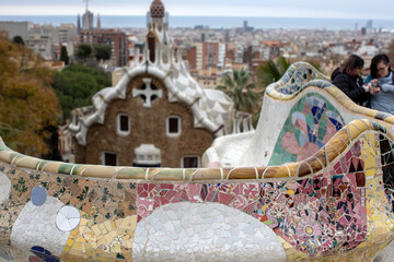 Park Guell on a cloudy day, in Barcelona