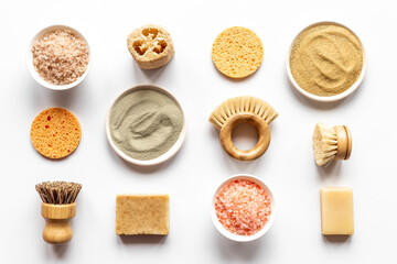 Pattern of massage and spa cosmetic products top view