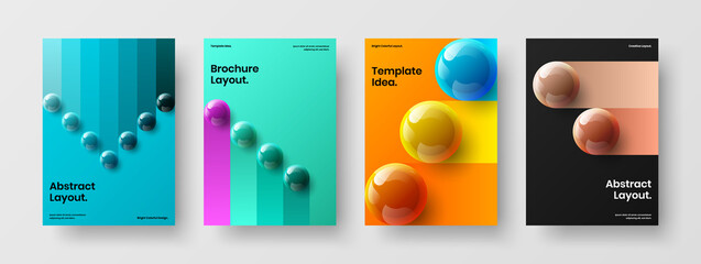 Fresh 3D spheres brochure layout bundle. Vivid front page vector design concept composition.
