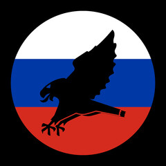 An attacking eagle. Conceptual flag of Russia.