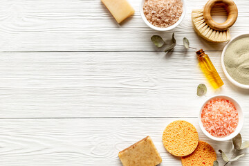 Bathing spa products for body skin care. Zero waste eco frendly accessories