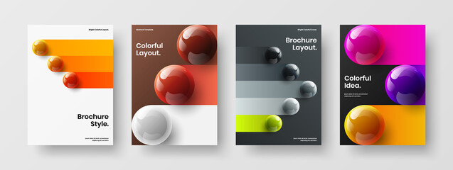 Abstract flyer vector design template collection. Premium realistic balls cover concept set.