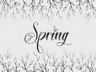 Naklejka premium Spring lettering. Vector illustration with texture on a gray background.