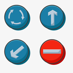 Set of traffic sign part 4 on a white background. go, stop left sign with Flat vector illustration