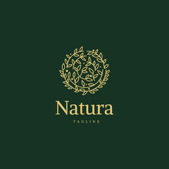 Simple Leaves Nature Rounded Shape Logo Design Template