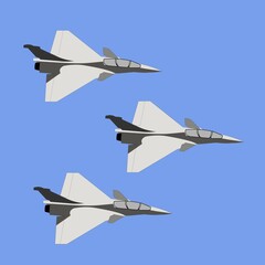 jet fighter flying formation vector design