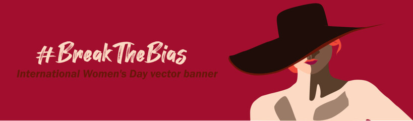 Break The Bias 2022 concept banner background. International women's day. Raise awareness against bias. 