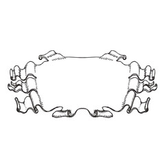 Hand drawn vintage ribbon isolated on white. Design element for greeting cards, banners, invitations. Sketch, vector illustration.