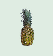 A pineapple on isolated white background with copy space and cutout. Proper healthy nutrition, vitamins concept. Copy space mockup 